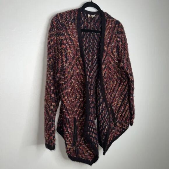Moth Anthropologie Womens Jacquard Cardigan Wool Blend Open Front Size PL - Picture 3 of 6